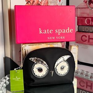 Kate Spade New York Owl NWT Small Marcy Nylon Cosmetic Bag
